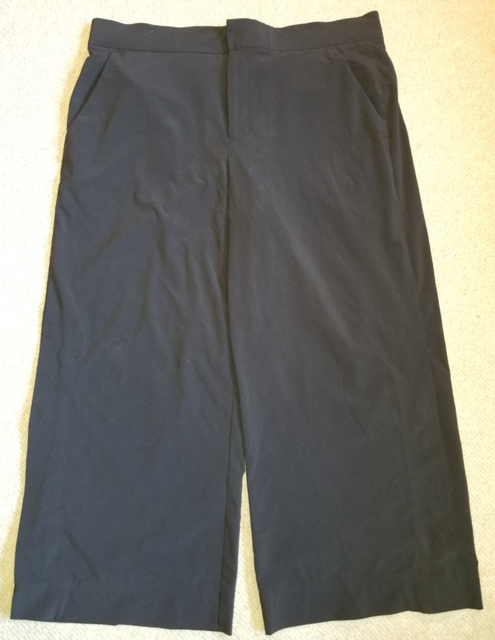 Womens Pants-ATHLETA-navy blue stretch 'Tribeca Crop' wide leg athleisure-12